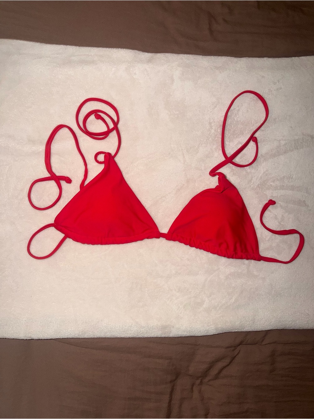 Red Triangle String Bikini Top